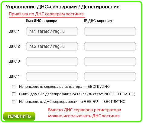 Саратовский хостинг сайтов Привязка домена